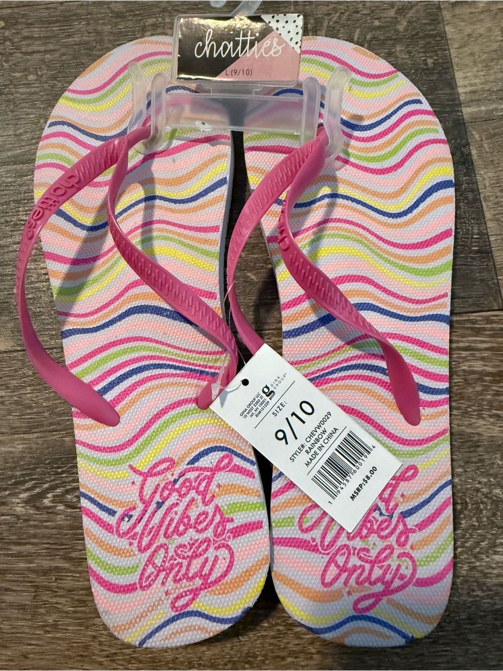 chatties Pink Multi-Color Wave Flip Flop Sandals